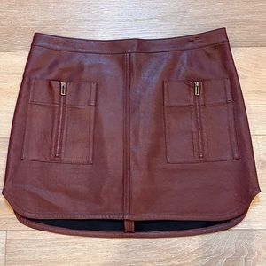BCBG Maxazria leather brown mini skirt